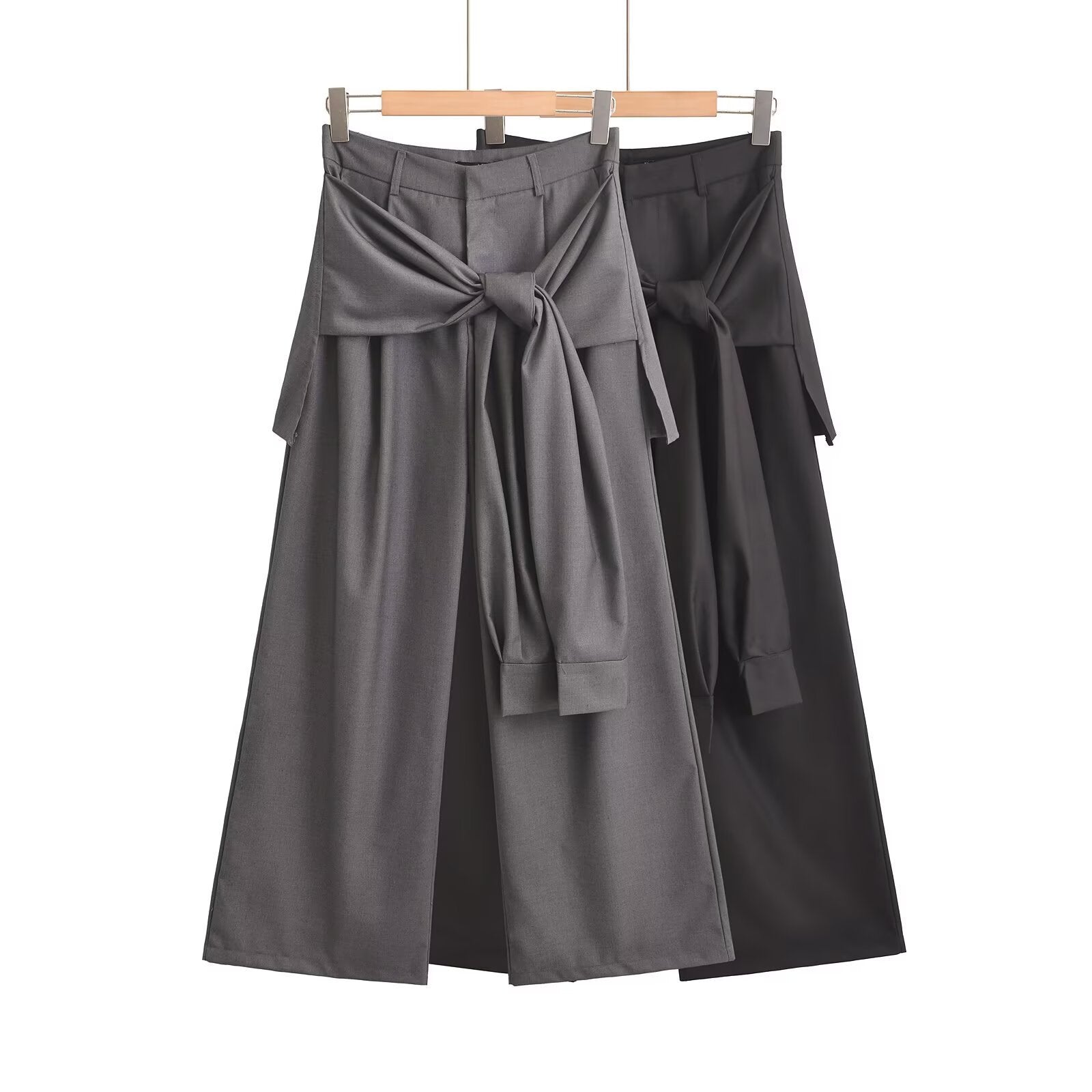 Women’s Fake Two-pieces Lace-up Wide-leg Pants - Pants