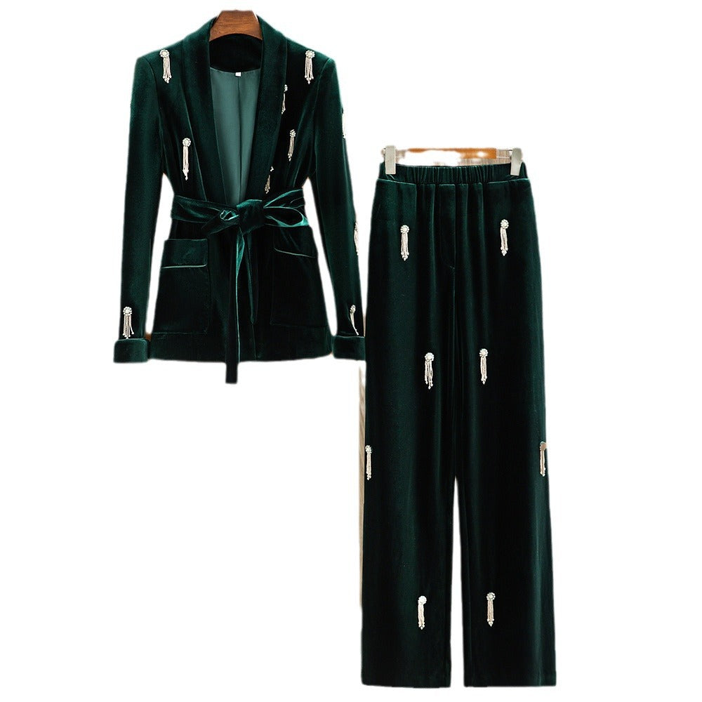 Women’s Fashion Personality Velvet Beads Suit