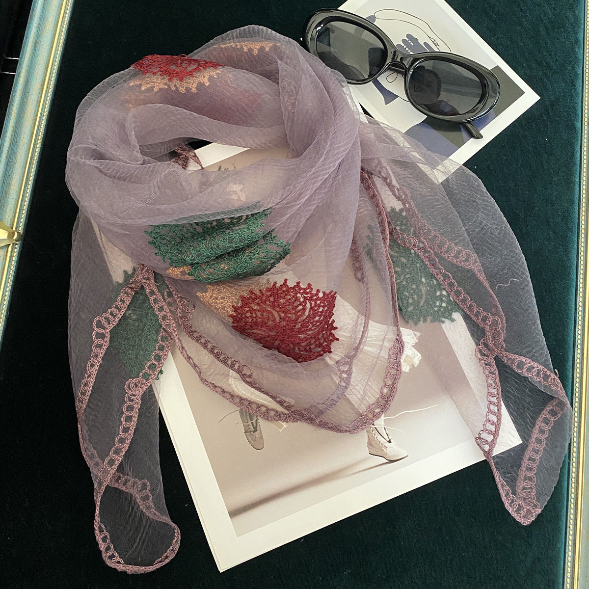 Women’s Korean-style Embroidered Scarf - Scarf