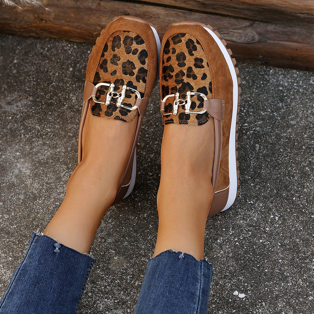 Women’s Metal Buckle Flat Shoes Summer Shoes - Brown / 36 - Summer Shoes