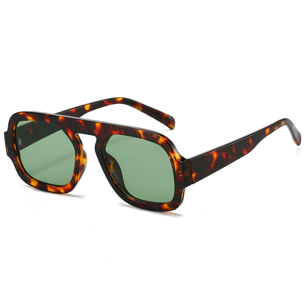 Women’s Pilot Sunglasses - Conventional / Leopard Print Frame Dark Green - Sunglass