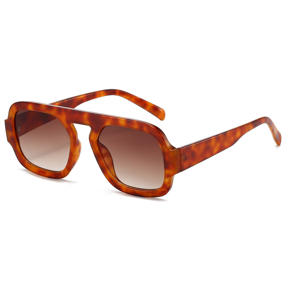 Women’s Pilot Sunglasses - Conventional / Leopard Print Frame Double Tea - Sunglass