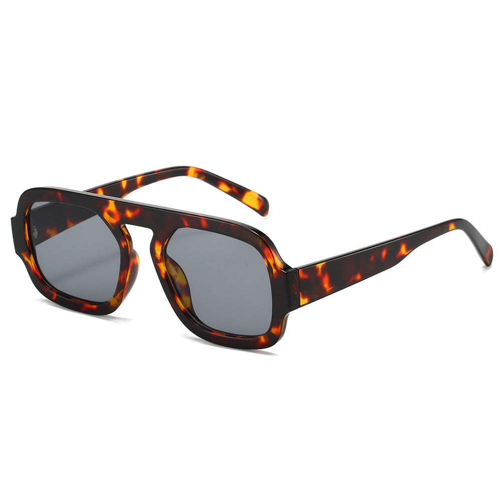 Women’s Pilot Sunglasses - Conventional / Leopard Print Frame Gray Piece - Sunglass
