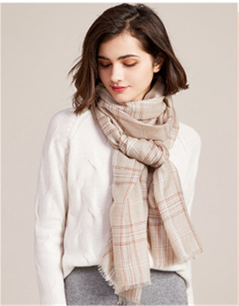 Worsted Thin Cashmere Shawl For Autumn And Winter Warmth - Grey