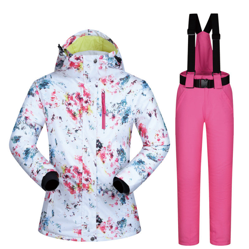 Women’s Ski Suit Thickened Breathable Outdoor Suit - Color powder / L
