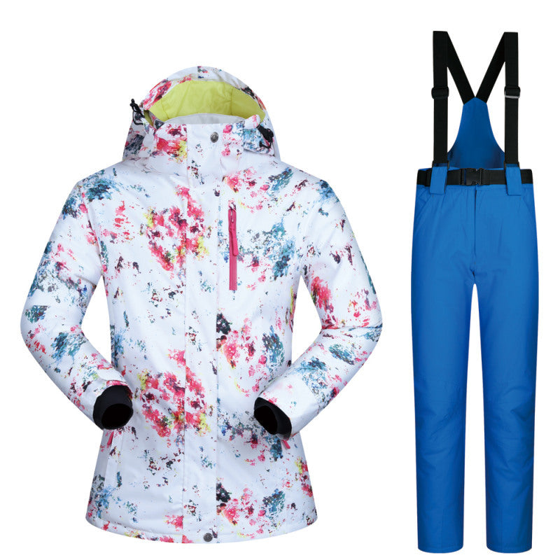 Women’s Ski Suit Thickened Breathable Outdoor Suit - Colorful blue / L