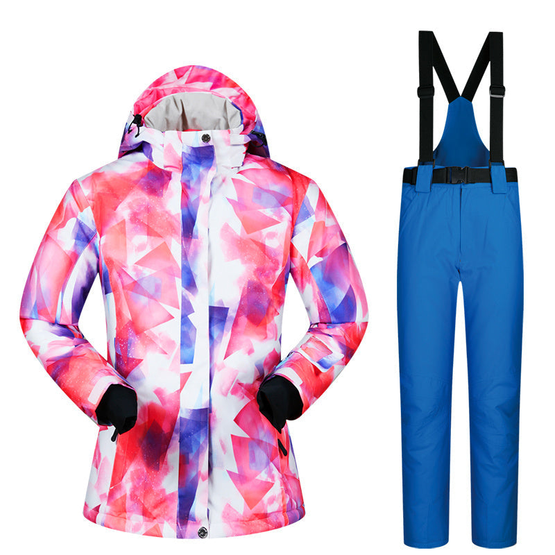 Women’s Ski Suit Thickened Breathable Outdoor Suit - Fancy Diamond Blue / L
