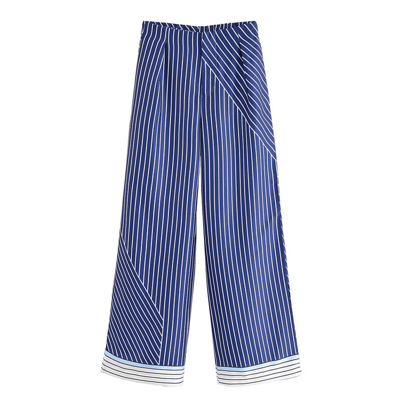 Women’s Striped Patchwork Shirt and Casual Pants - Pants / L - 2-pieces set