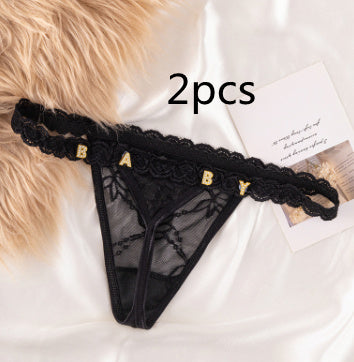 Women’s Transparent Rhinestone Letter Lace Shorts - Black2pcs / 1to5 Gold Letter / One size - Women’s Lace Shorts