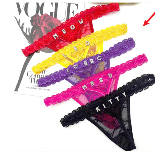 Women’s Transparent Rhinestone Letter Lace Shorts - Five color suit / 11to15 Gold Letter / One size - Women’s Lace