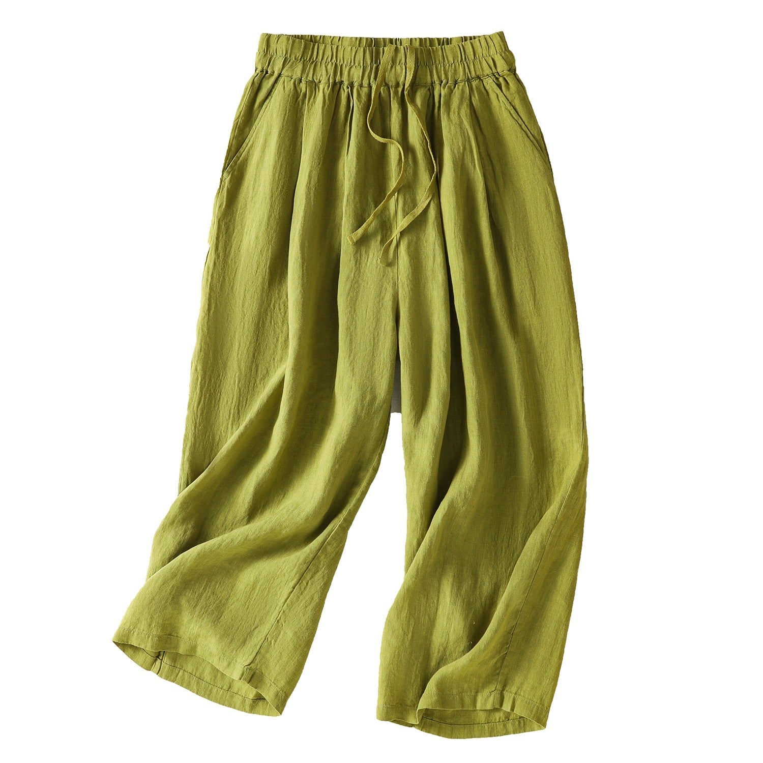 Women’s Wide Leg Cotton Linen Summer Pants - Green / 2XL - Wide leg trousers