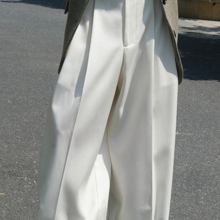 Women’sCasual Style Three-dimensional Pleated Suit Pants - Trousers