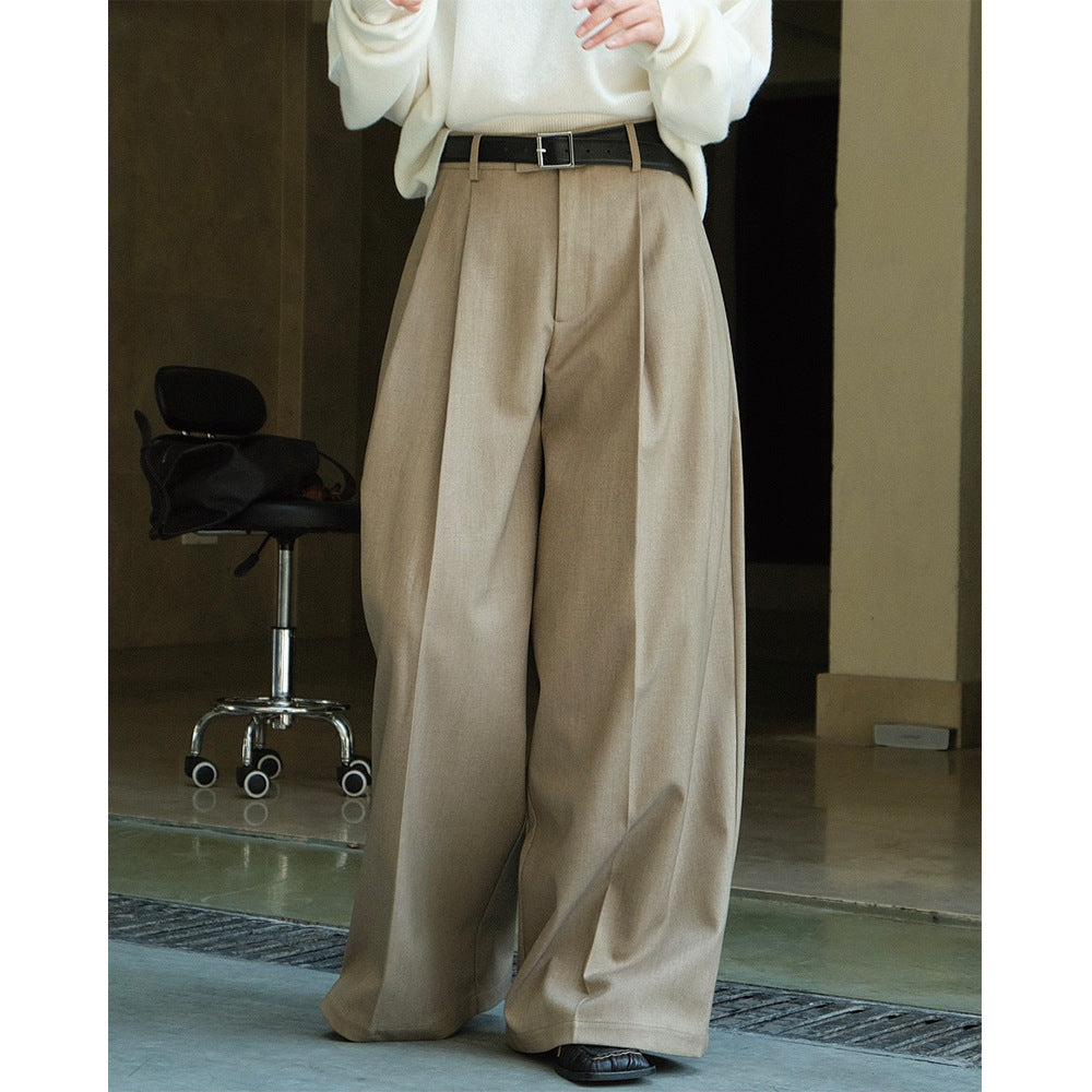 Women’sCasual Style Three-dimensional Pleated Suit Pants - Trousers