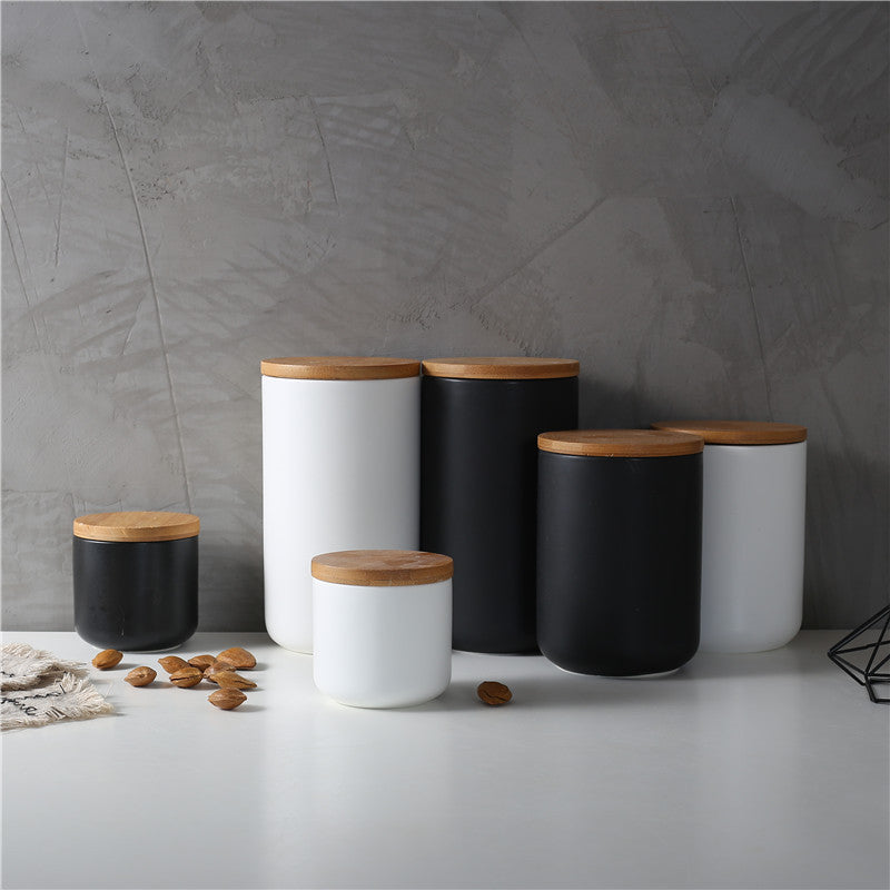 Wooden Lid Sealed Ceramic Storage Jar Kitchen Accessories - Storage Jar