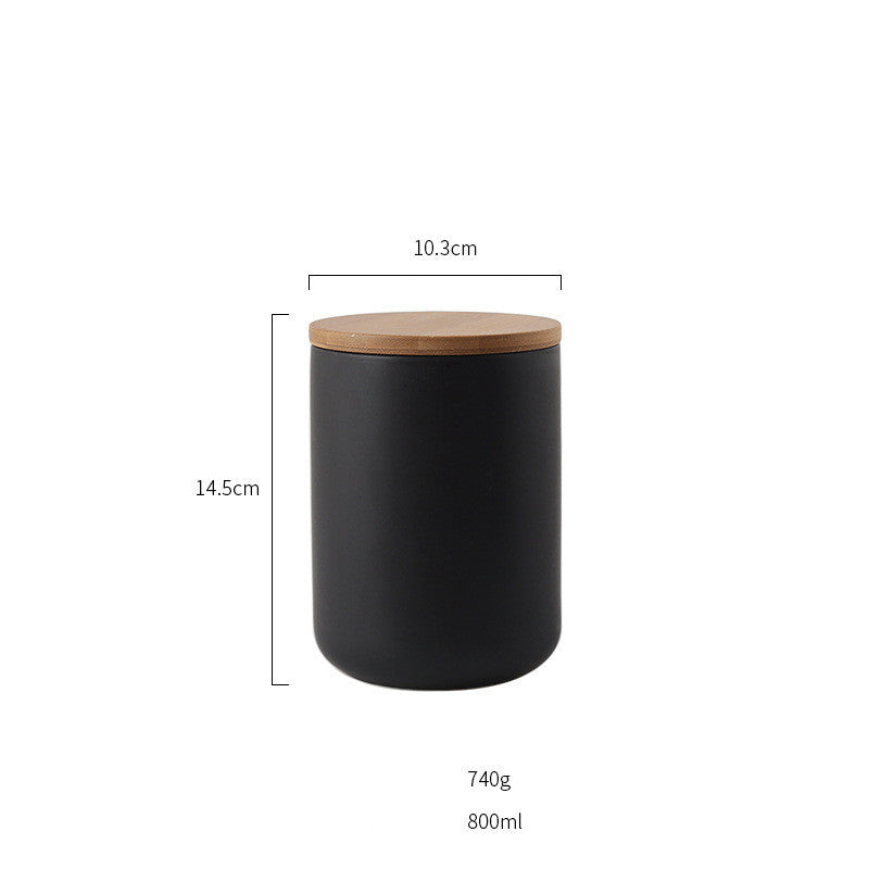 Wooden Lid Sealed Ceramic Storage Jar Kitchen Accessories - Storage Jar