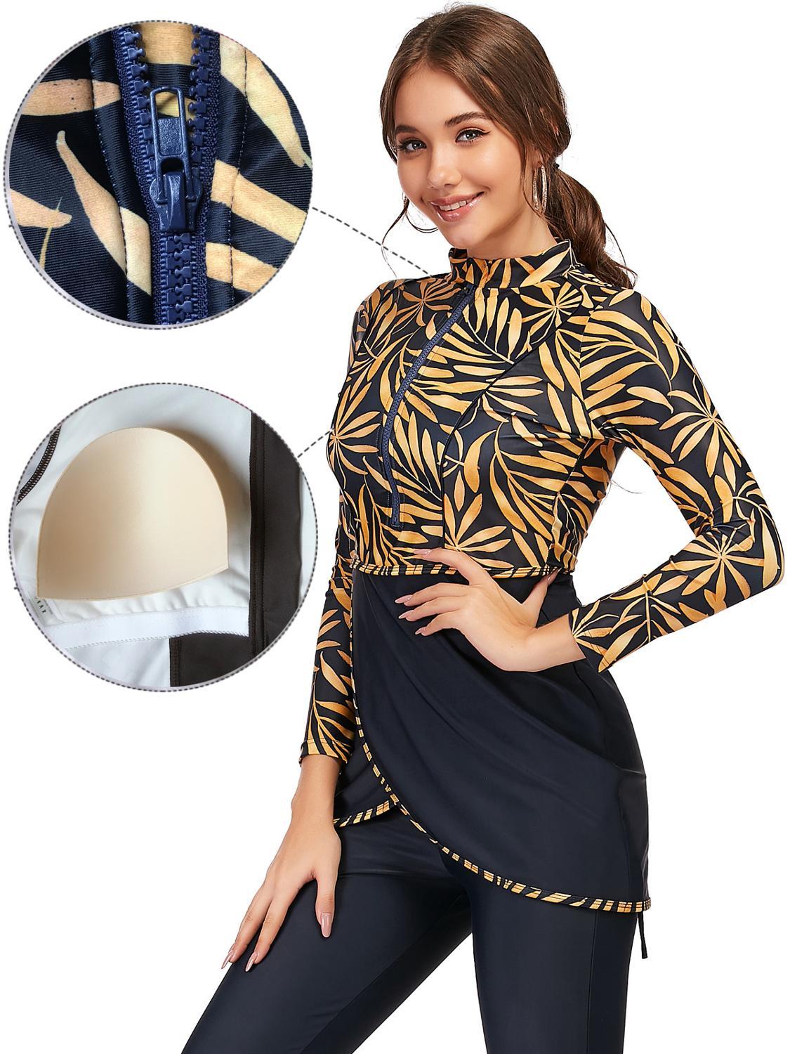 Zippered Modest Swimsuit - Modest swimsuits