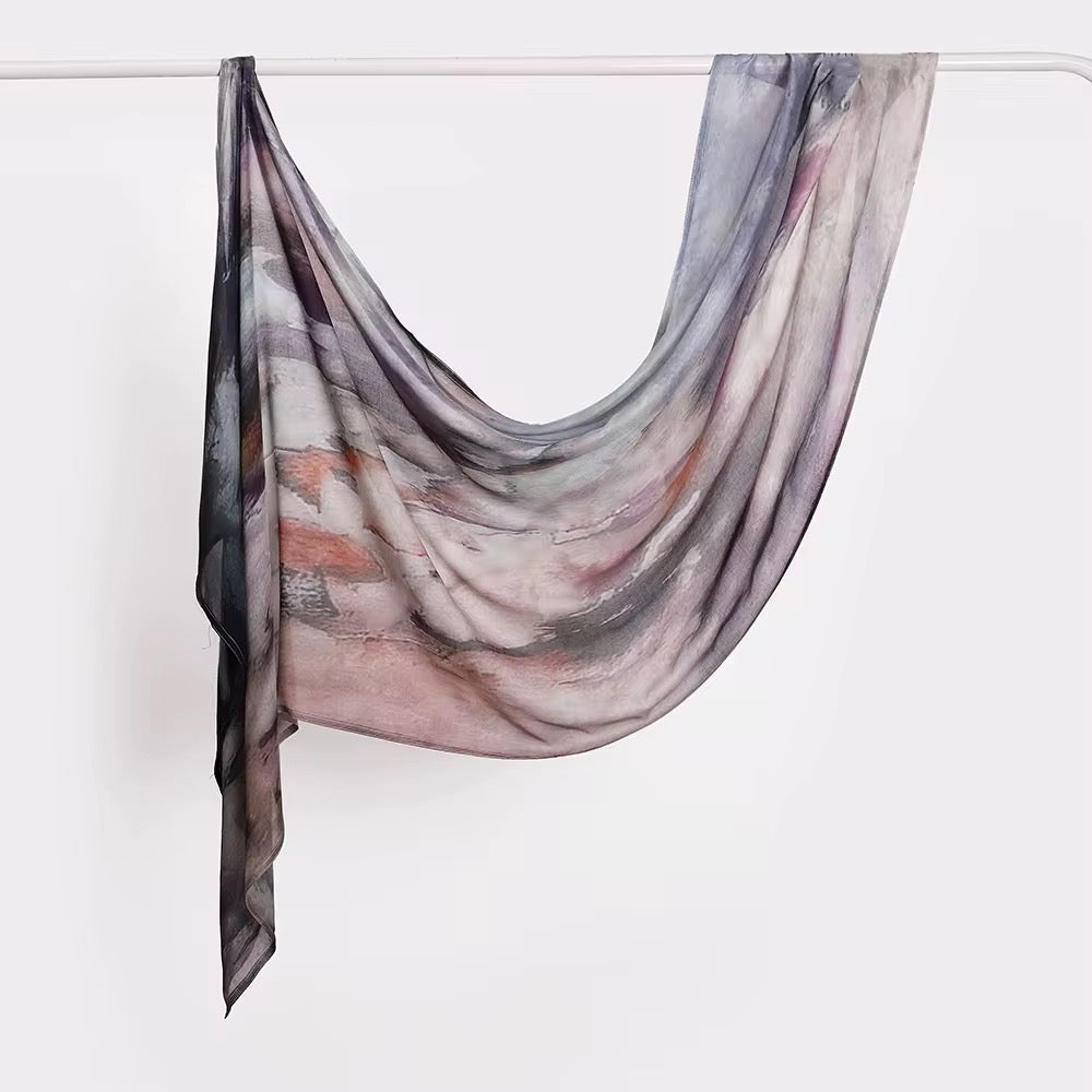 Ethnic Modal Foulard Scarf, 180/70cm Premium Long Hijab