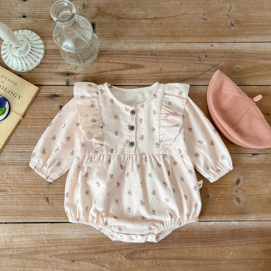Kids' Summer Clothes, Baby Girl's Floral Long-sleeved Romper