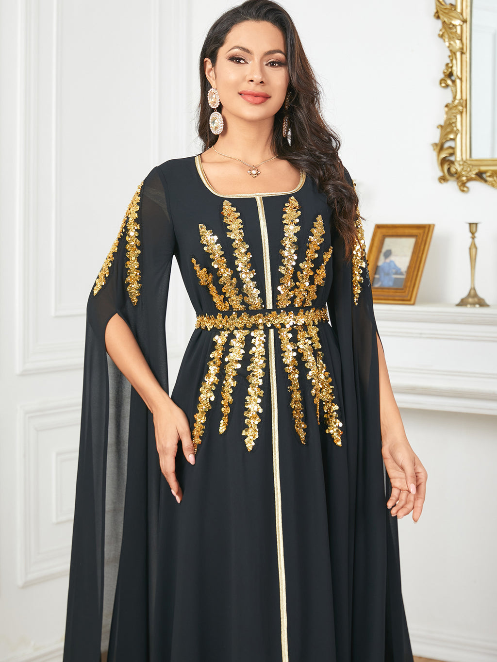 Elegant Chiffon Abaya with Split Sleeves