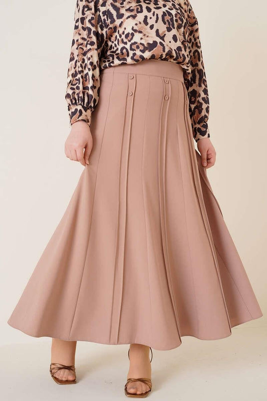 Button-detailed Plus Size Skirt-Mink