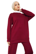 Modest Two-Pieces Sports Set in Burgundy