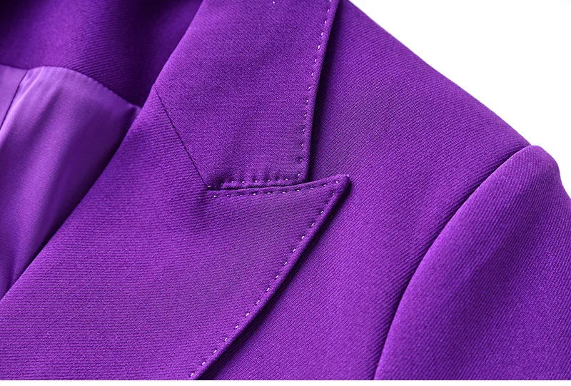Purple Tailored Jacket & Flared Trousers, Women's Business Suit
