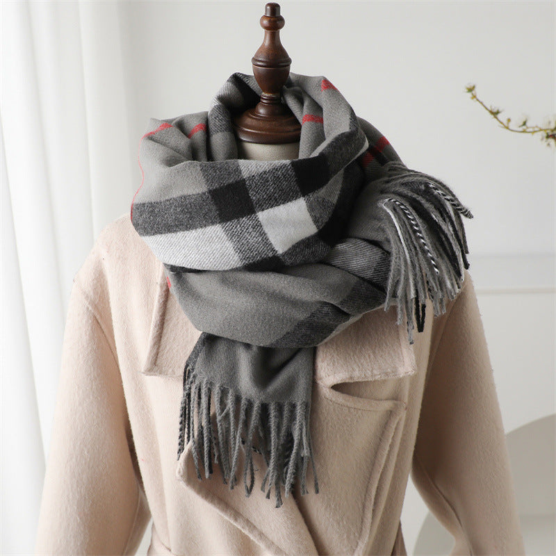 Cashmere-like Plaid Unisex Warm Shawl