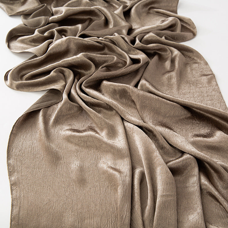 New Style Crinkled Satin Scarf With A Silky Smooth Feel, Perfect As A Headscarf Or Shawl
