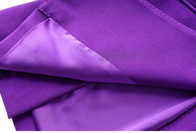 Purple Tailored Jacket & Flared Trousers, Women's Business Suit