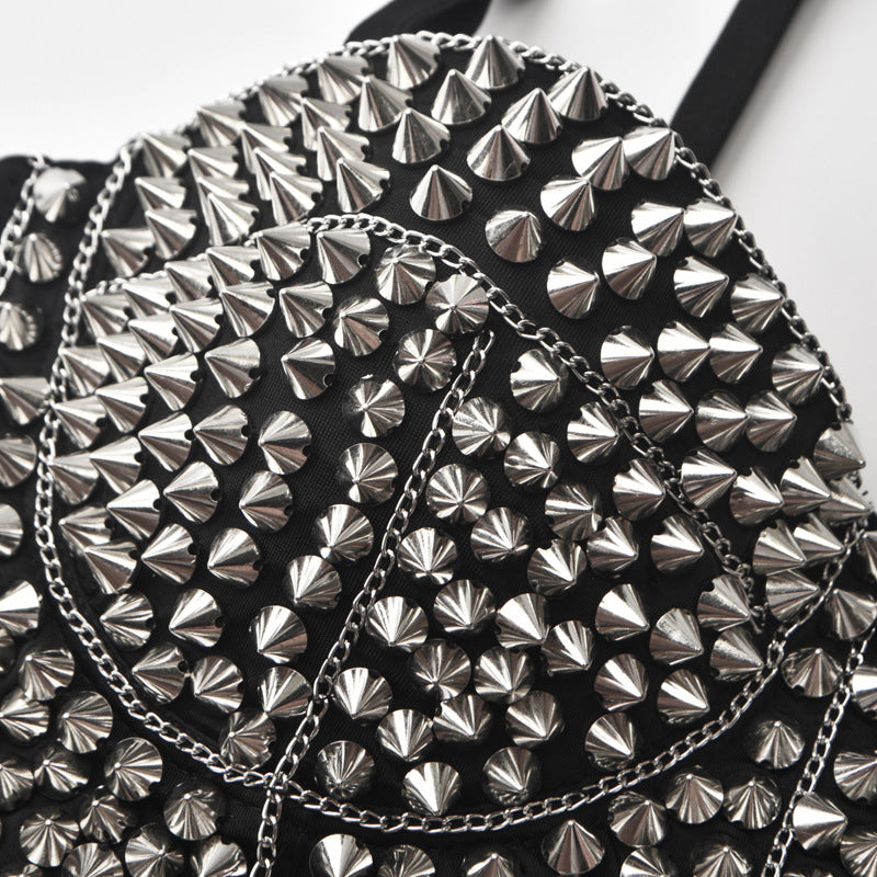 Handmade Beaded Chain Bralette - Silver