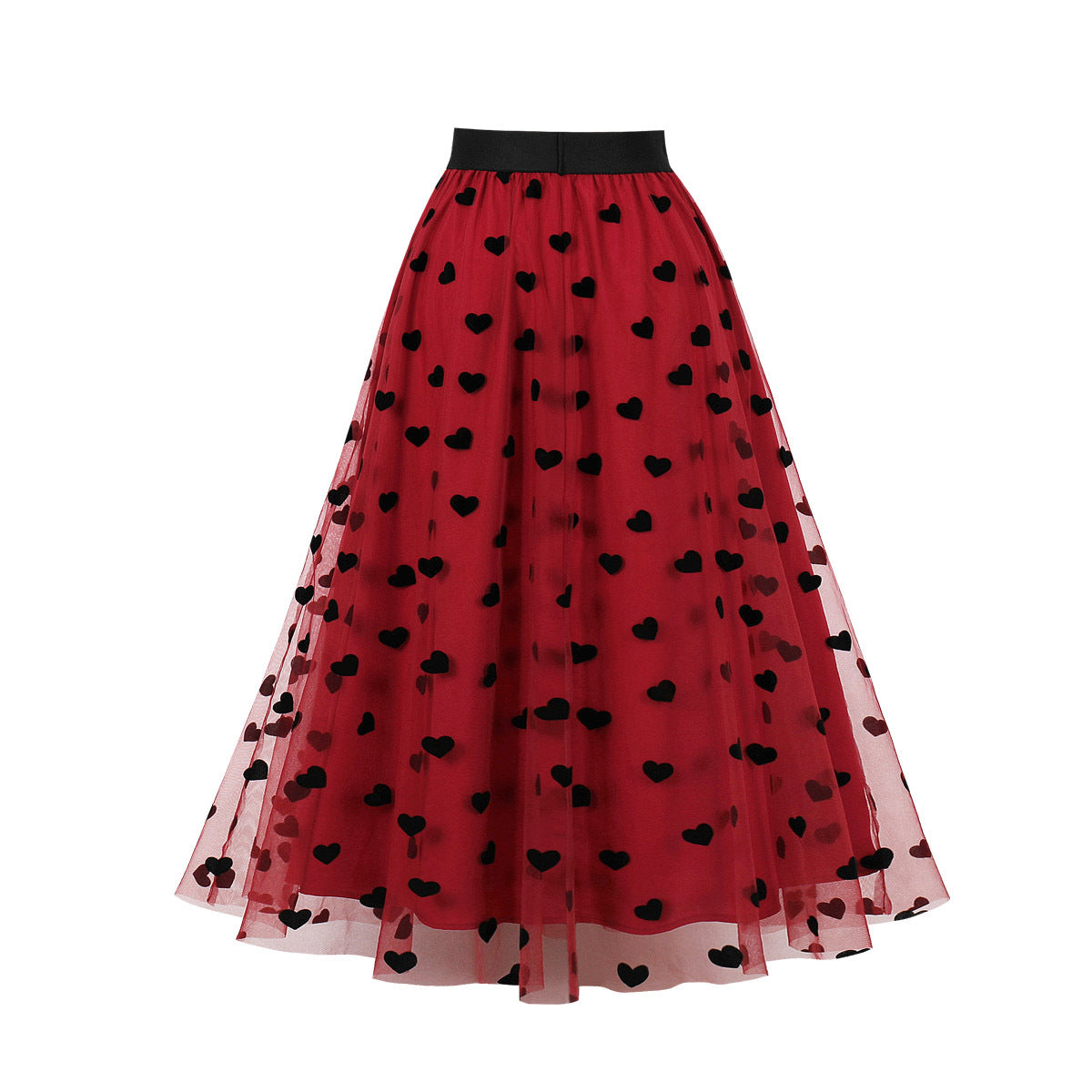 Polka Dot High-Waist Midi Skirt - Flared Silhouette