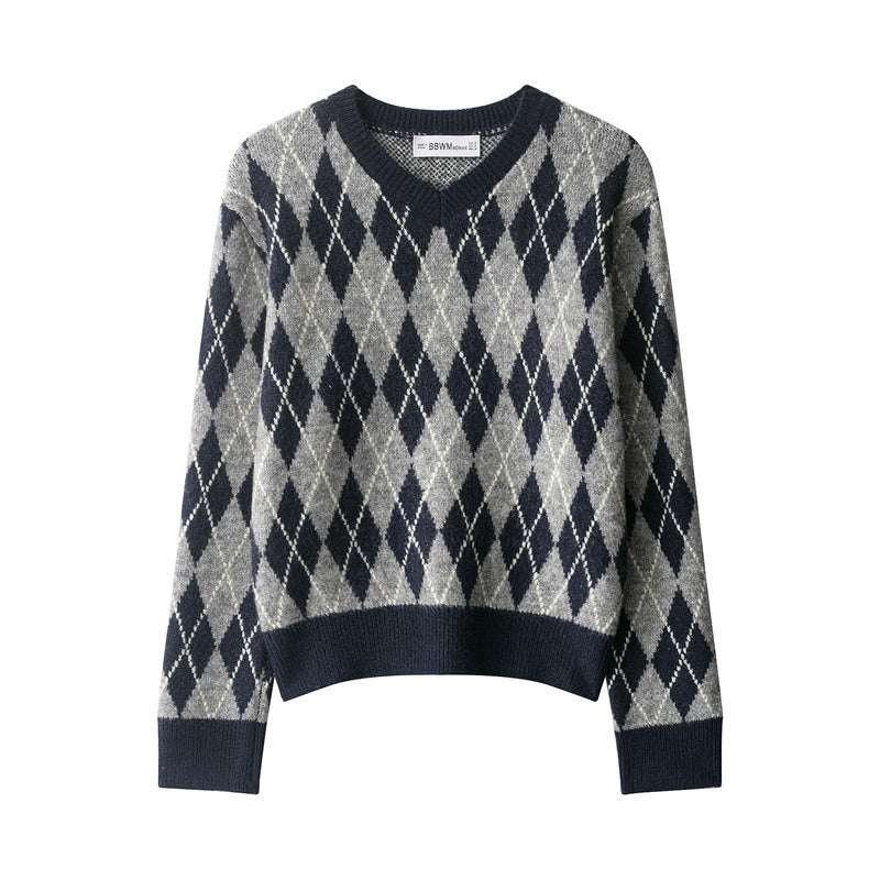 Women's Diamond Pattern Knit Sweater