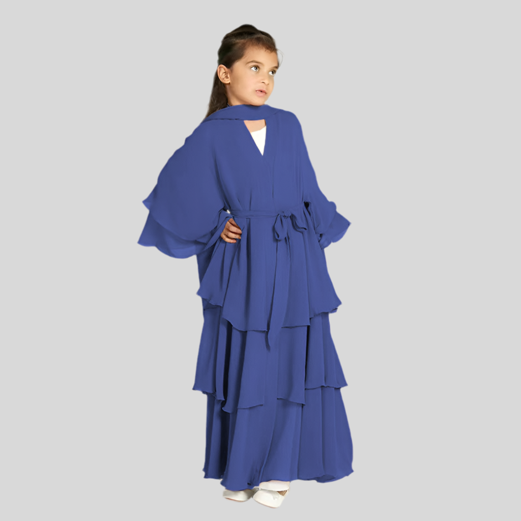 Children's Elegant Three-layer Chiffon Dress, Children's Hijab Dress