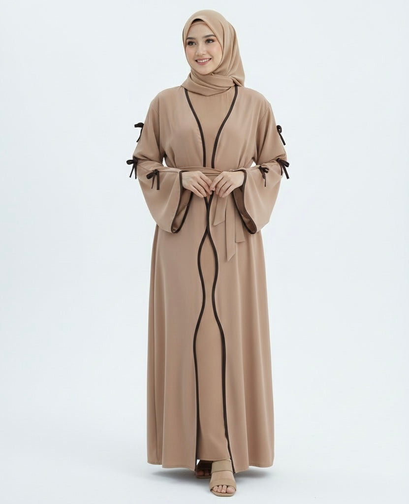 Elegant Bow Abaya Suit with Inner Top - Premium Modest Fashion