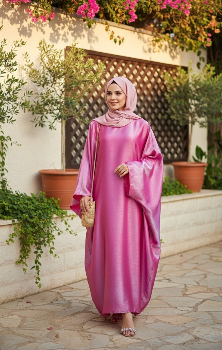 Silk Shimmer Abaya Cape - Middle Eastern Cinched Modest Fashion