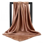 Ladies' Solid Colour Silk Satin Square Scarf, 90/90cm Headscarf, Flight Attendants' Neckerchiefs