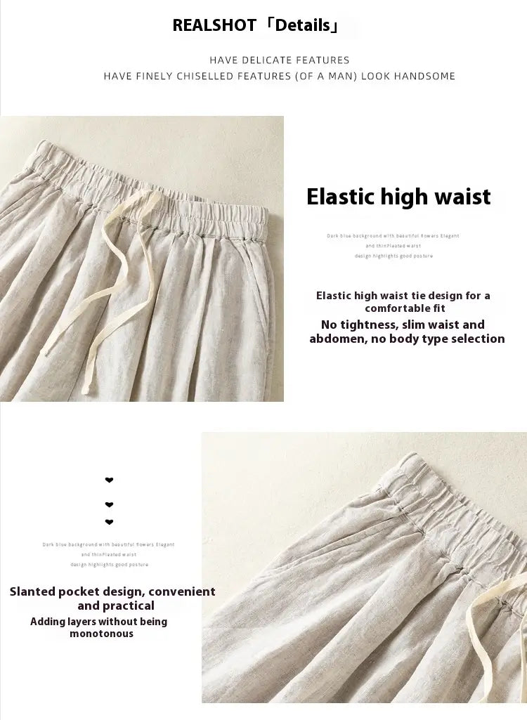 Women’s Wide Leg Cotton Linen Summer Pants