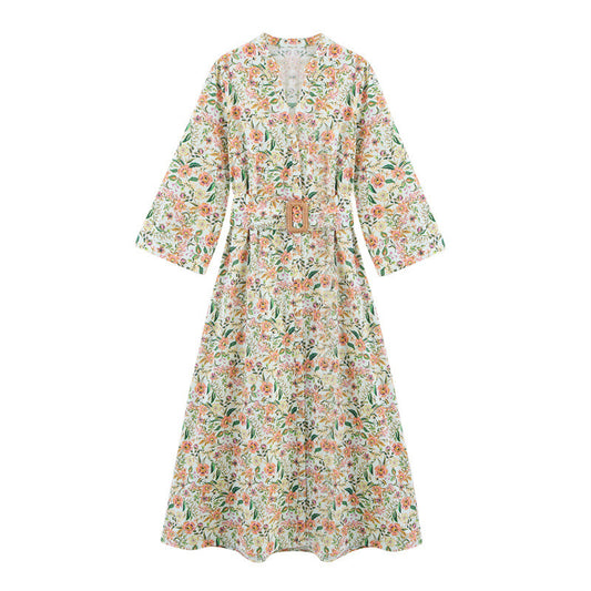Bedrucktes Sommerkleid im europäischen und amerikanischen Stil