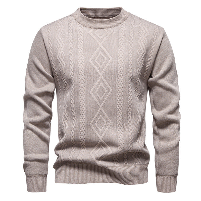 Men's Casual Round Neck Sweater, Warm Knitted Pullover Sweatshirt