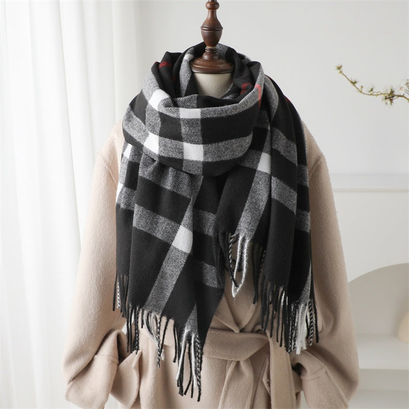 Cashmere-like Plaid Unisex Warm Shawl