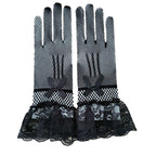1 Pair Knitted Stretch Mesh Gloves Wedding Gloves - Black