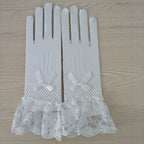 1 Pair Knitted Stretch Mesh Gloves Wedding Gloves - White