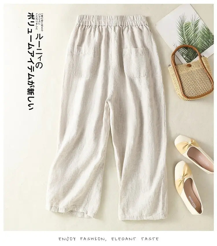 Women’s Wide Leg Cotton Linen Summer Pants
