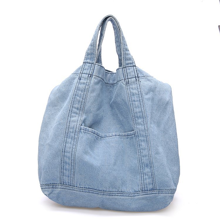 Large Canvas Denim Tote Bag | Spacious Shopping Shoulder Bag