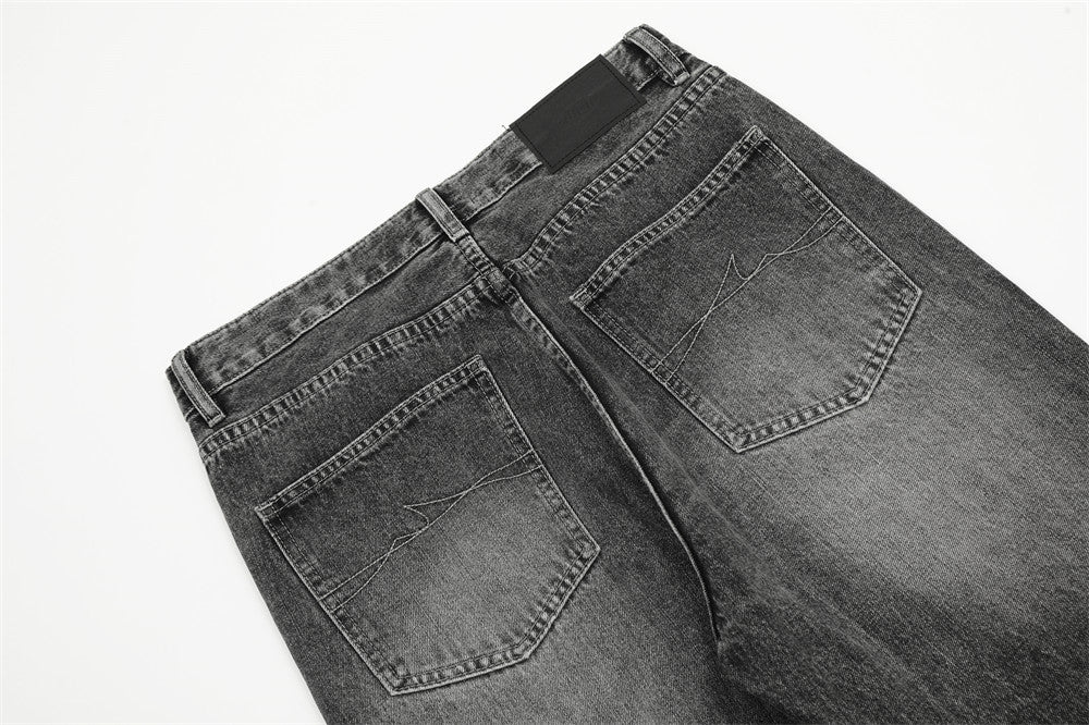 Vintage Washed Straight-Leg Denim Trousers