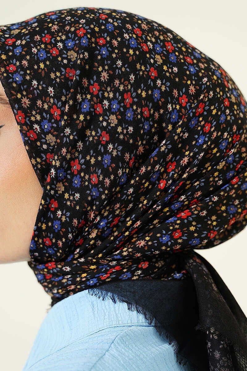 Floral Flamu Cotton Square Hijab Scarf