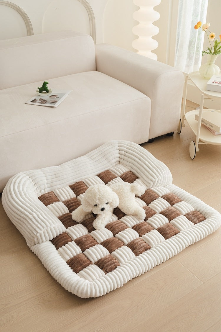 Chessboard Pet Blanket - Warm Reversible Kennel Pad & Sofa Cover
