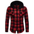 Men's Plaid Hooded Long Sleeve Shirt