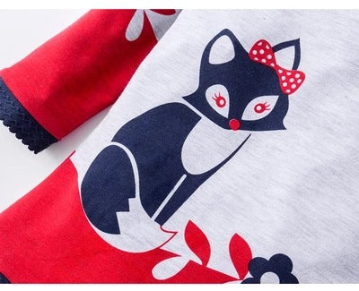 Fox Print Long-sleeved Children's Dress