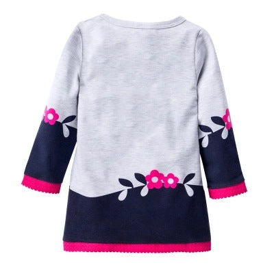 Fox Print Long-sleeved Children's Dress
